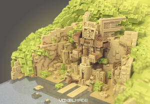 aztec maya temple voxel